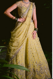 ANUSHREE REDDY Yellow Embroidered Lehenga Set