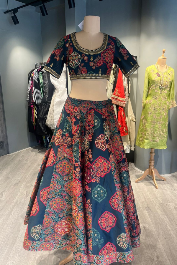 Debyani blue floral lehenga set