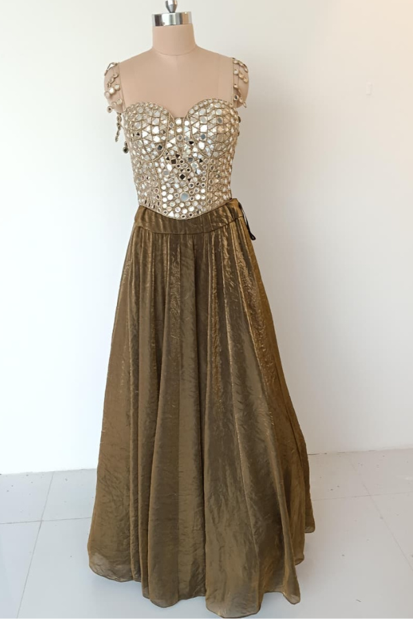 Mirror Work Corset lehenga