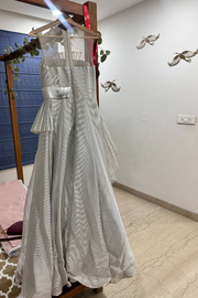 AMIT AGGARWAL Silver Striped Gown With Belt