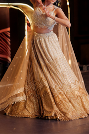 Isa by Dolly Wahal Light gold ombre lehenga