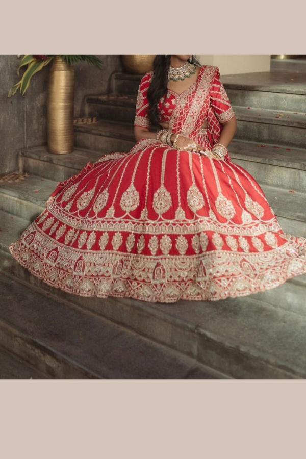 KALKI FASHION CRIMSON RED BRIDAL LEHENGA SET
