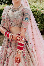 Rimple & Harpreet pink embroidered lehenga set