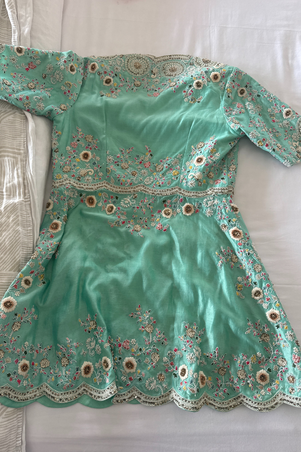 petticoat lane Mint Green Organza Sharara Set