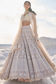 Seema Gujral Nude Cream Dori Lehenga Set