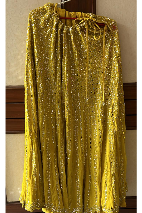 Seema Gujral Yellow Sharara Set With Mirror Work