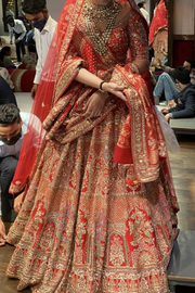 Marwar couture red bridal lehenga