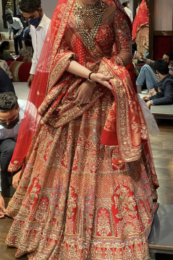 Marwar couture red bridal lehenga Kuro Clothing India