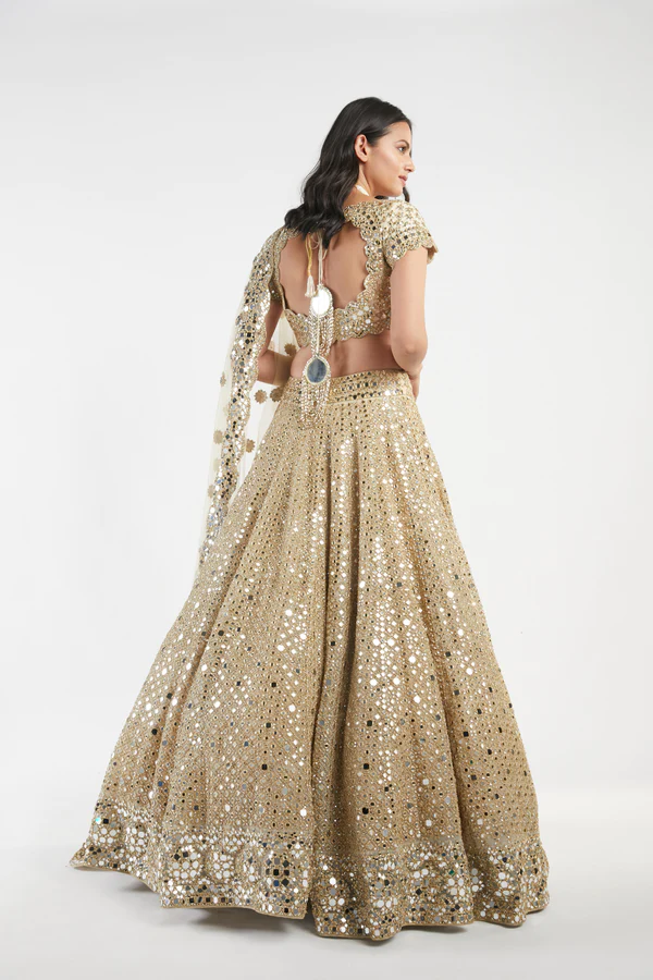 Abhinav Mishra GOLDEN EMBELLISHED LEHENGA SET