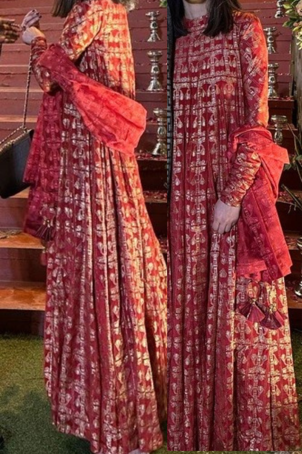 Masaba Scarlet Chanderi Anarkali Set