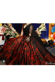 Shantanu and Nikhil Red and Black printed gown