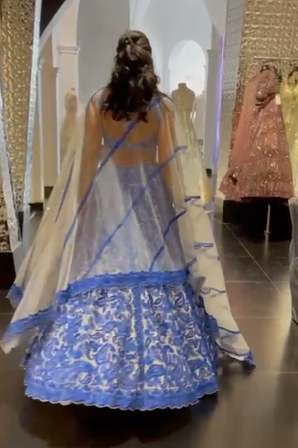 Seema gujral Blue on Blue Resham Work Lehenga Set