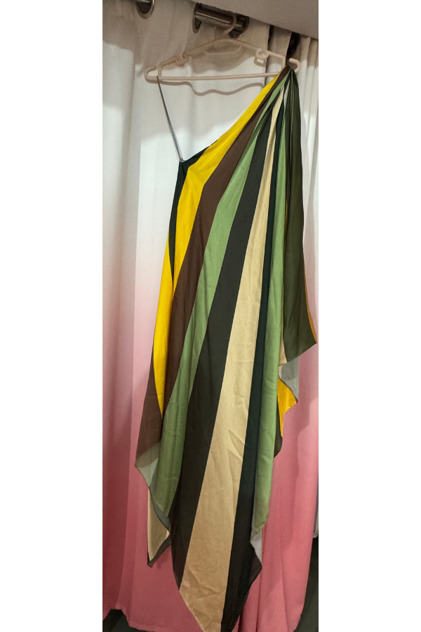 Amit Aggarwal Emerald Sunray Asymmetrical Draped Top & Pants