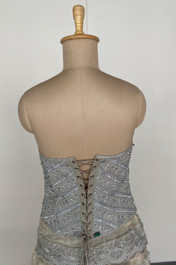 Jade By MionChampagne ivory embellished gown