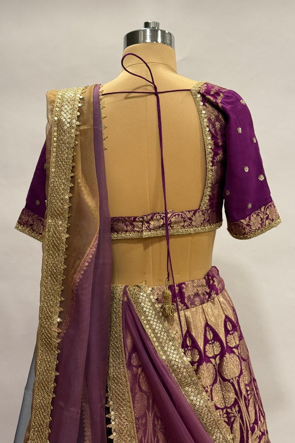 Purple Brocade Lehenga set