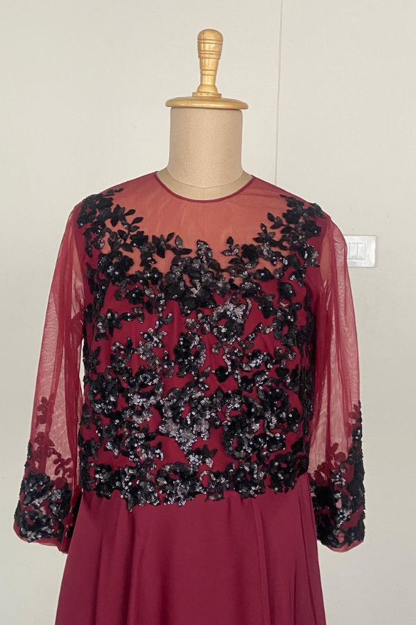 Neeta Lulla Burgundy Embellished Gown