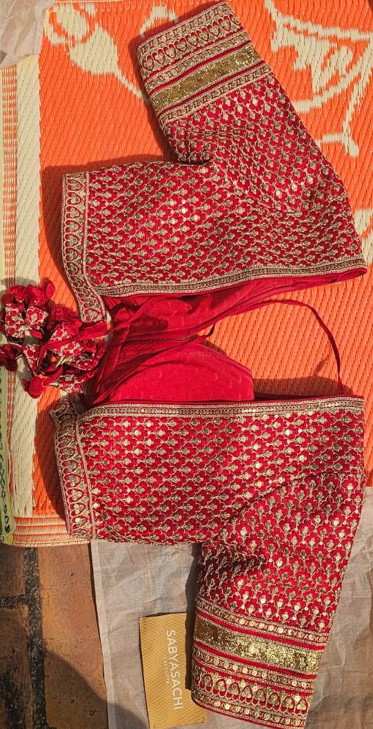 Sabyasachi Red & Gold Banarasi Lehenga Set