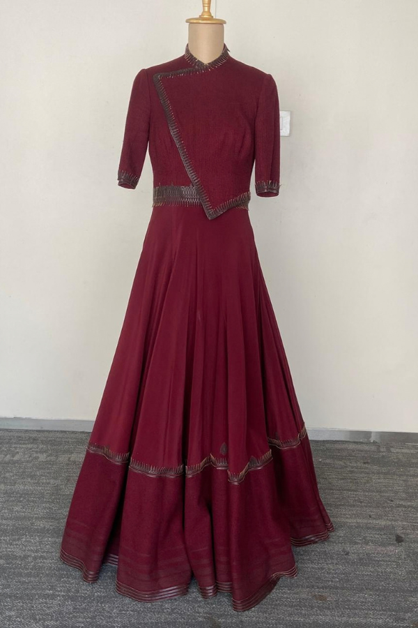 Burgundy heritage anarkali gown