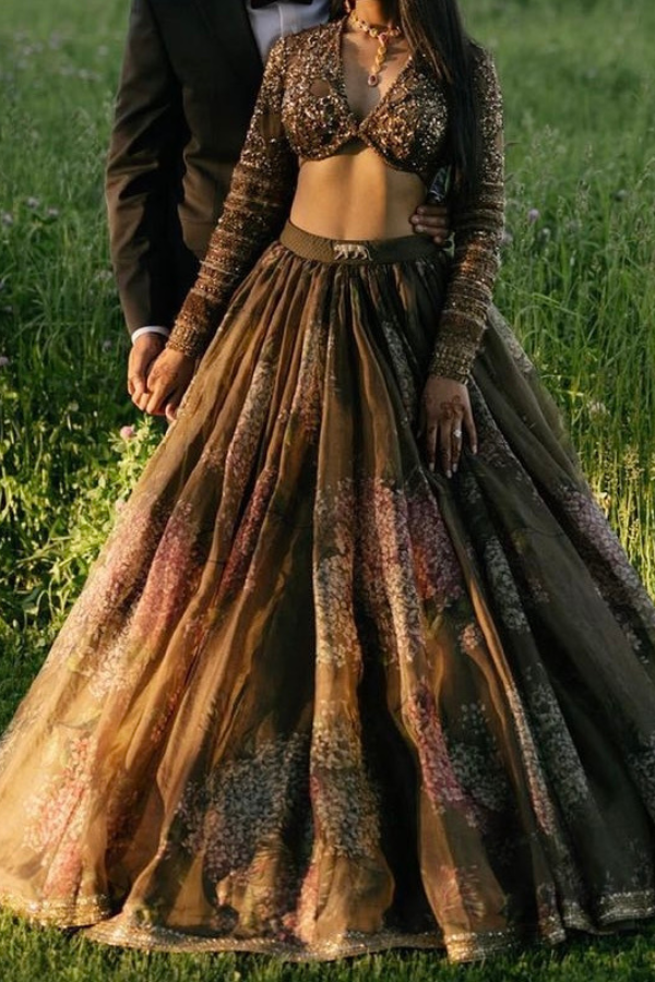 Sabyasachi Brown embroidered lehenga