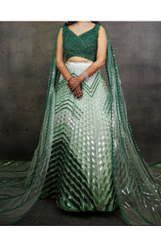 Amit Aggarwal Emerald Green Embroidered Lehenga Set