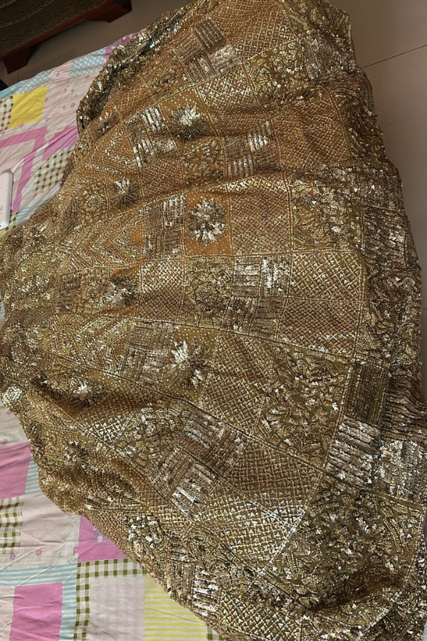 Seema Gujral Biscotti Gold Sequin Lehenga Set