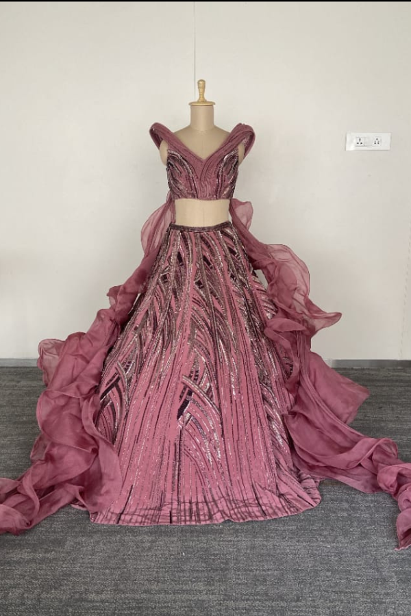 Mauve Cascade lehenga set