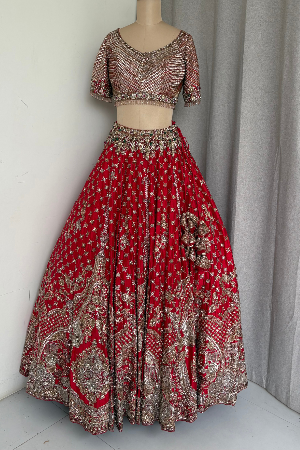 Red Embroidery Lehenga set
