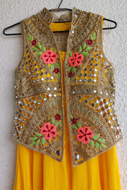 Arpita mehta Mango yellow gown with mirror work jacket