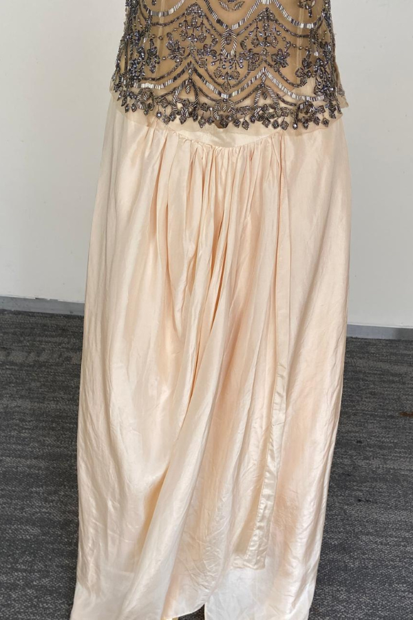 Jade By Monica & Karishma Champagne Embellished top with flowing skirt
