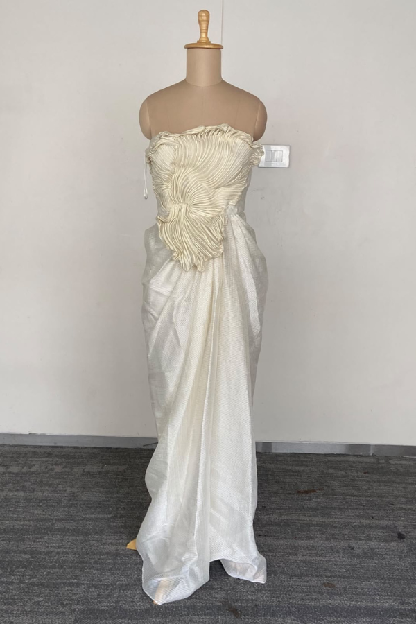 Amit Aggarwal Ivory strapless draped gown