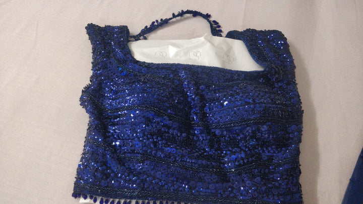 Seema Gujral Midnight Blue Sequin Lehenga Set