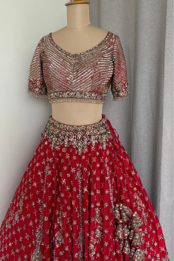 Red Embroidery Lehenga set