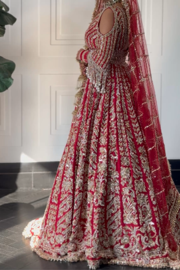 Seema gujral red embroidered lehenga set