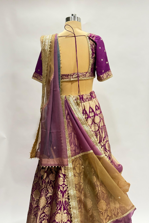 Purple Brocade Lehenga set