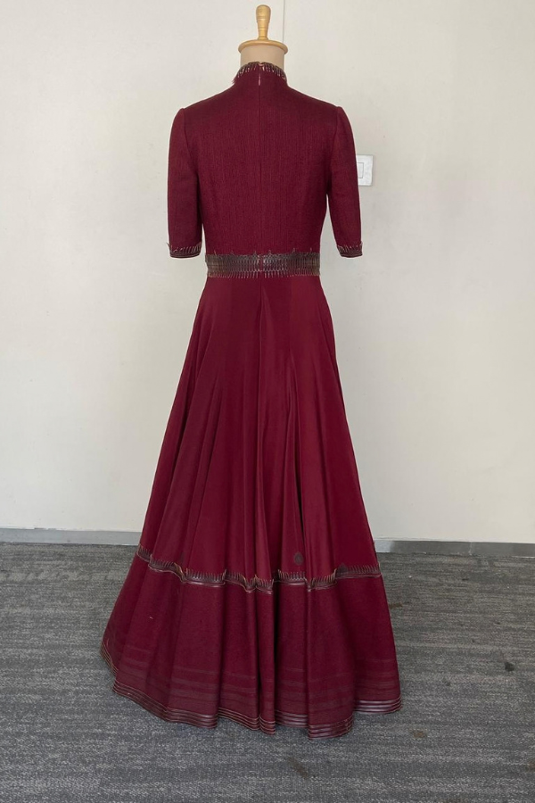 Burgundy heritage anarkali gown