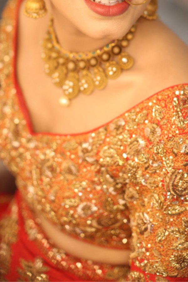 Shyamal and Bhumika red bridal lehenga