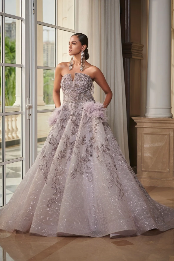 Dolly J Pale Mauve Tulle Gown