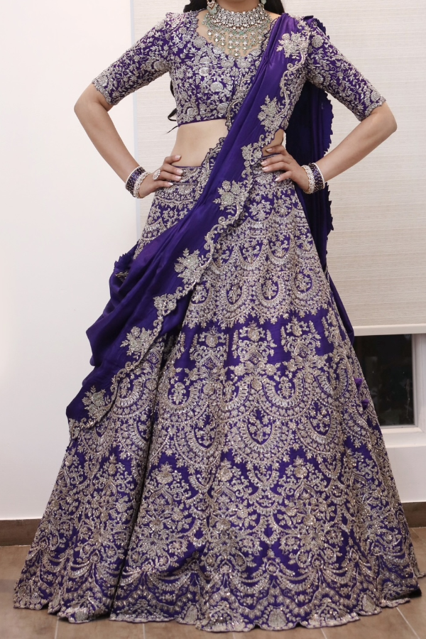 Jayanti Reddy blue embroidered lehenga set Kuro Clothing India