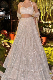 Surabhi Chopra white embellished lehenga