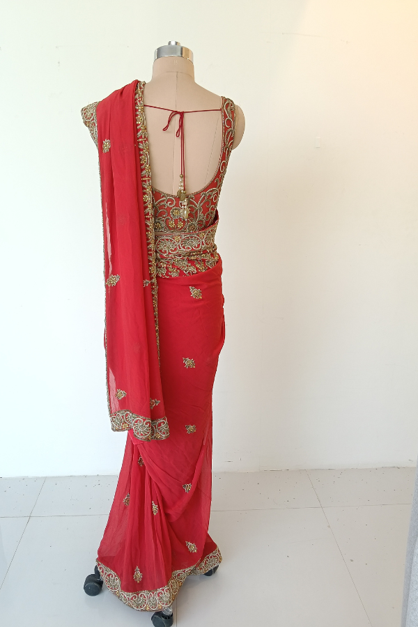 Ruby red Saree set
