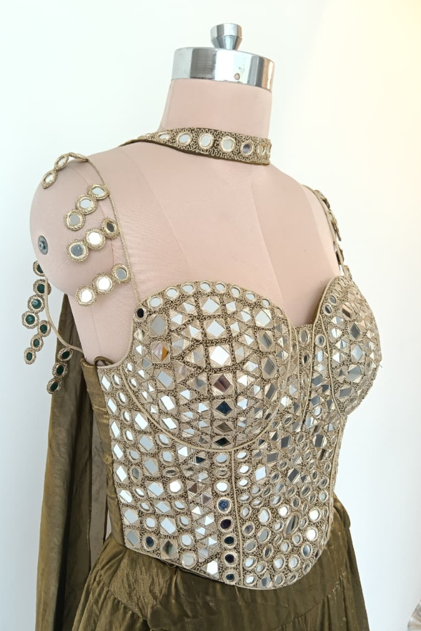 Mirror Work Corset lehenga