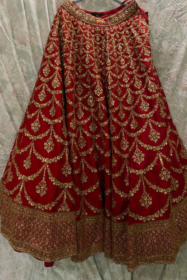 Sabyasachi red embroidered lehenga set