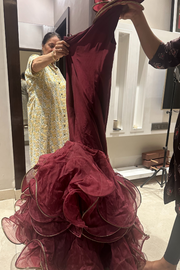 Gaurav gupta Maroon sculpted gown