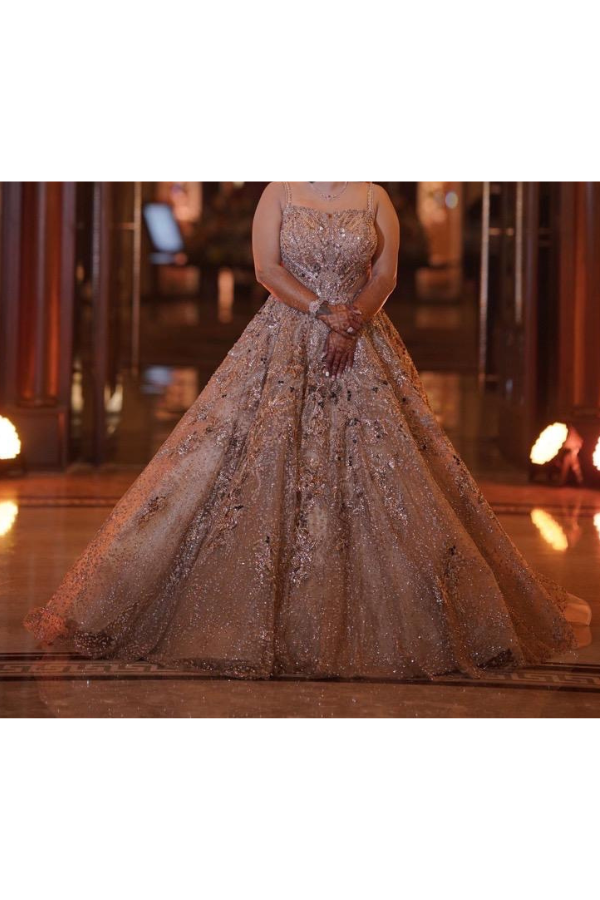 DollyJ Copper Shimmer Tulle Bridal Gown