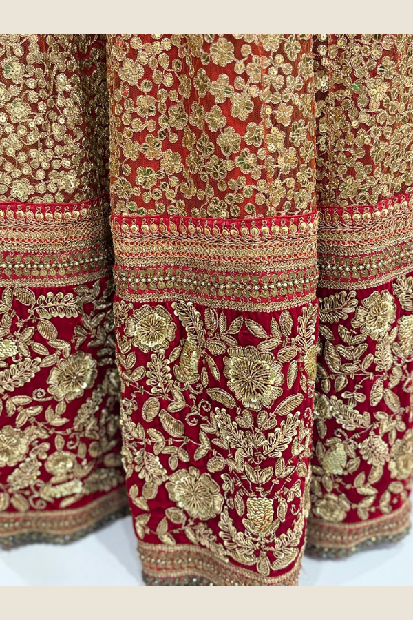 SABYASACHI RED AND GOLD LEHENGA SET
