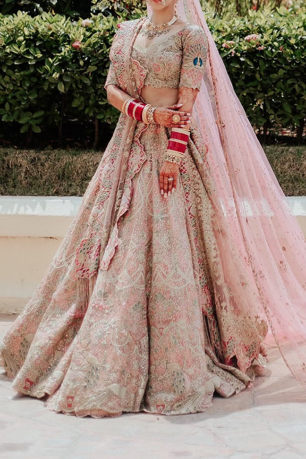 Rimple & Harpreet pink embroidered lehenga set