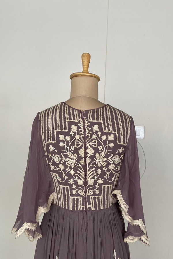 Varun & Nidhika Mauve embroidered midi dress