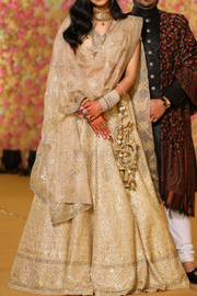 Seema gujral beige mirror work lehenga