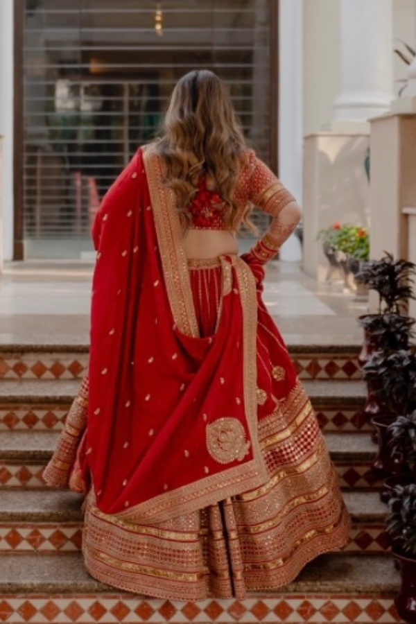 Sabyasachi red bridal lehenga