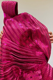 Amit Aggarwal Fuchsia Hand Woven Metallic Textile Draped Gown